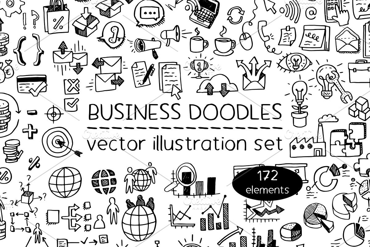 Business doodles - illustration set, a Work Illustration by Renée from Studio neetje (Photo 1 of 3)