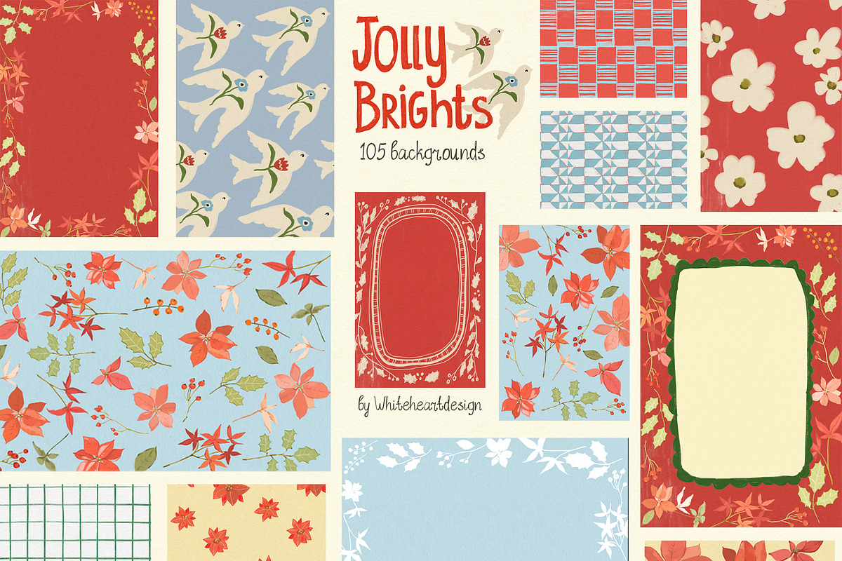 Christmas Backgrounds & Frames, a Decorative Illustration by whiteheartdesign (Photo 3 of 20)