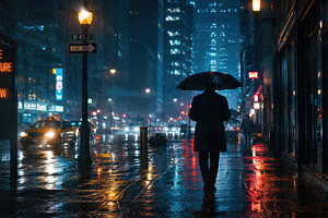 City street at night with people, a Photo by Beautiful things