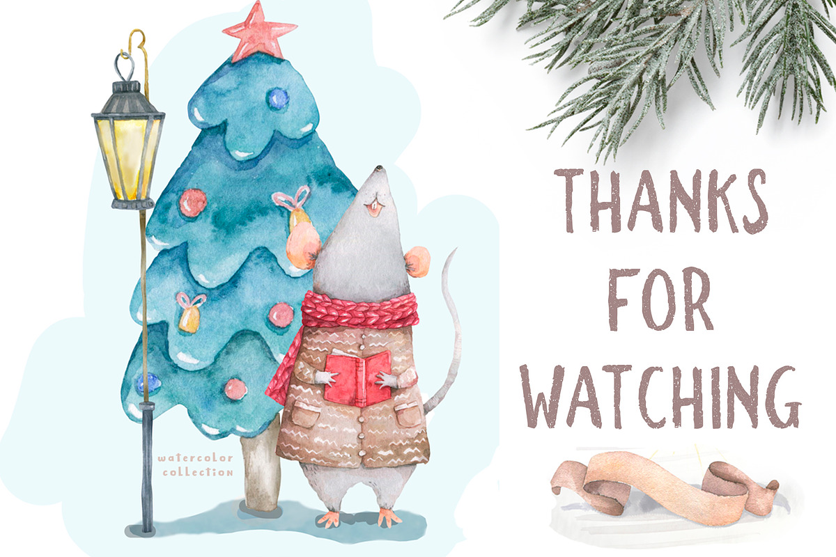Christmas Story Watercolor cute Rats, an Animal Illustration by Ann Art Houze (Photo 13 of 13)