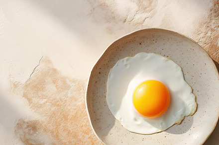 Rustic Sunny Side Up Eggs on Marble Table, a Photo by Iconogenic