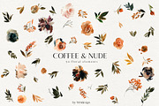 Coffe & Nude Watercolor Flowers PNG, a Decorative Illustration by whiteheartdesign (Thumbnail 6 of 11)