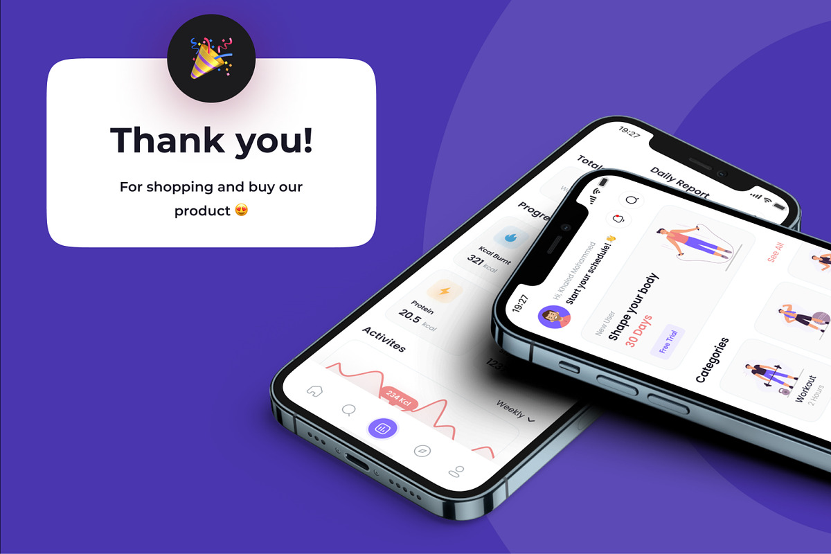 WORKA - Work Out App UI Kits, an App Template by CreativeUI (Photo 8 of 8)