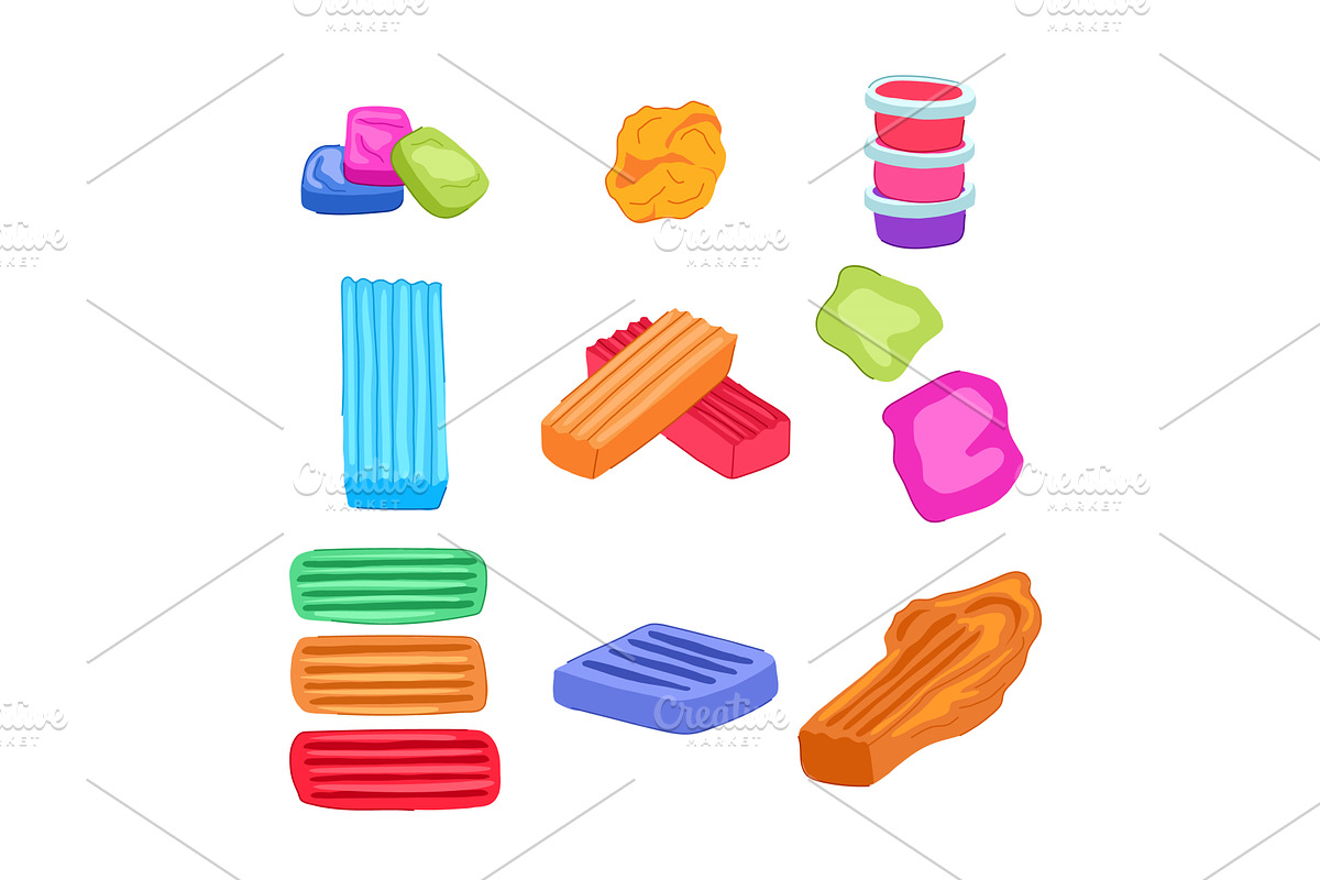 modeling clay toy set cartoon vector, an Object Illustration by pikepicture
