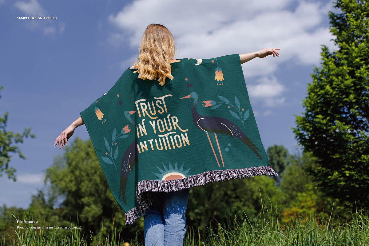 Woven Poncho Mockup Set, a Hoody Mockup by creatsy5 (Photo 4 of 10)