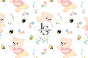 Bear Bee - White, a Pattern Graphic by Jaselvii Studio (Thumbnail 3 of 3)