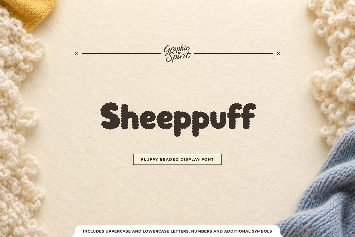 Sheeppuff Fluffy Beaded Display Font, a Blackletter Font by Graphic Spirit (Photo 1 of 8)