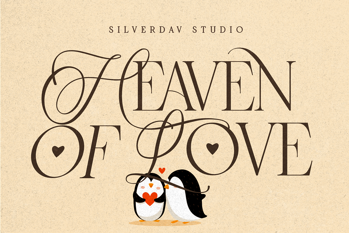 Heaven Of Love | Ligature Serif, a Serif Font by Silverdav (Photo 2 of 12)