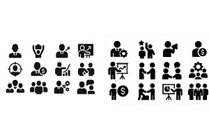 Business icons depicting teamwork, a Person Illustration by ZinetroN