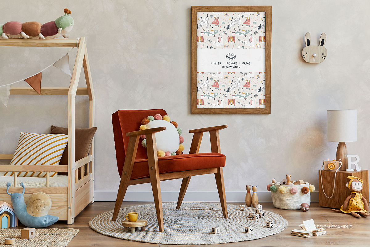 Portrait Frame in Baby Room Mock-up, a Print Template by Branda Keeps (Photo 15 of 30)
