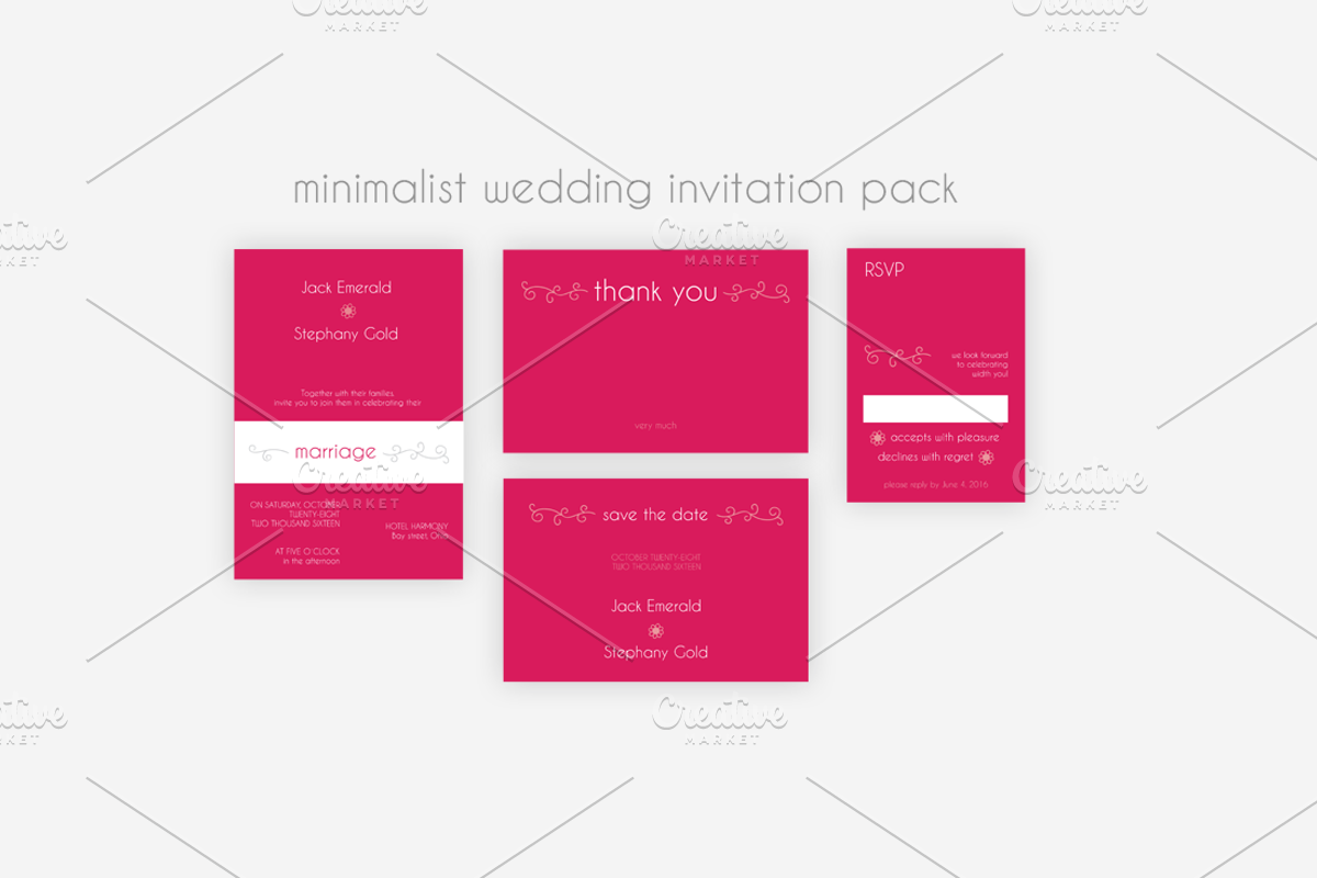 Minimalist Wedding Invitation Pack, an Invitation Template by Knofe (Photo 2 of 6)