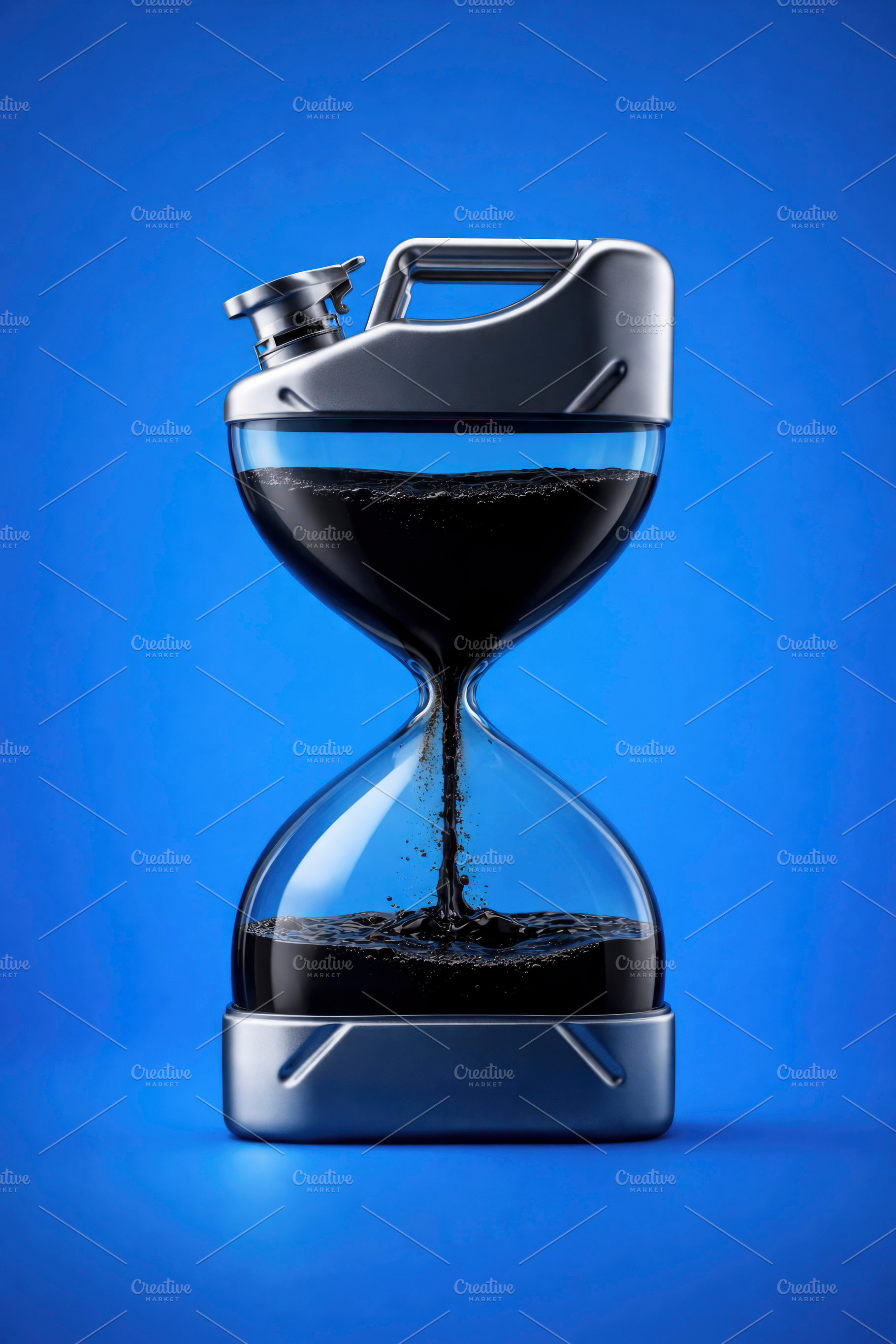 black oil in an hourglass, generative AI, a Photo by Nito