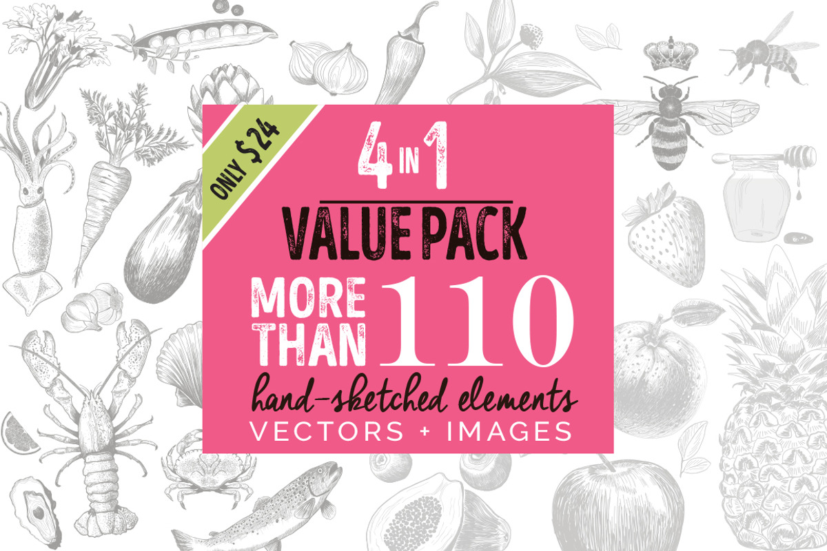 4 IN 1 ORGANIC LOGO ELEMENTS, a Food Illustration by Friendly Label (Photo 1 of 13)