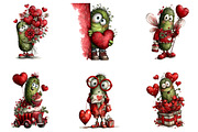 Whimsical Pickle Valentines Clipart, an Illustration by CreationArt (Thumbnail 3 of 5)