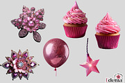 Pink Glitter Party Cliparts, a Seasonal Illustration by EdeniaArtStudio (Thumbnail 4 of 5)