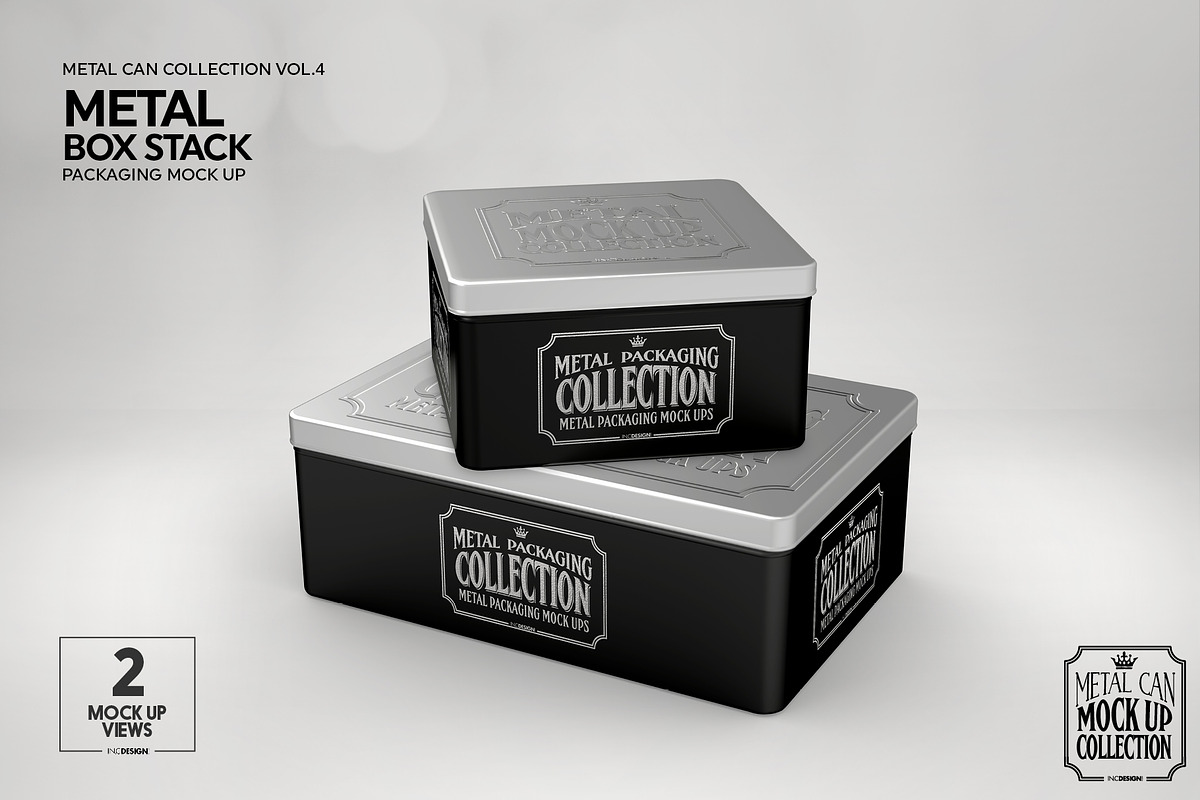 Metal Box Stack Packaging Mockup, a Cups & Container Mockup by INCDesign (Photo 5 of 8)