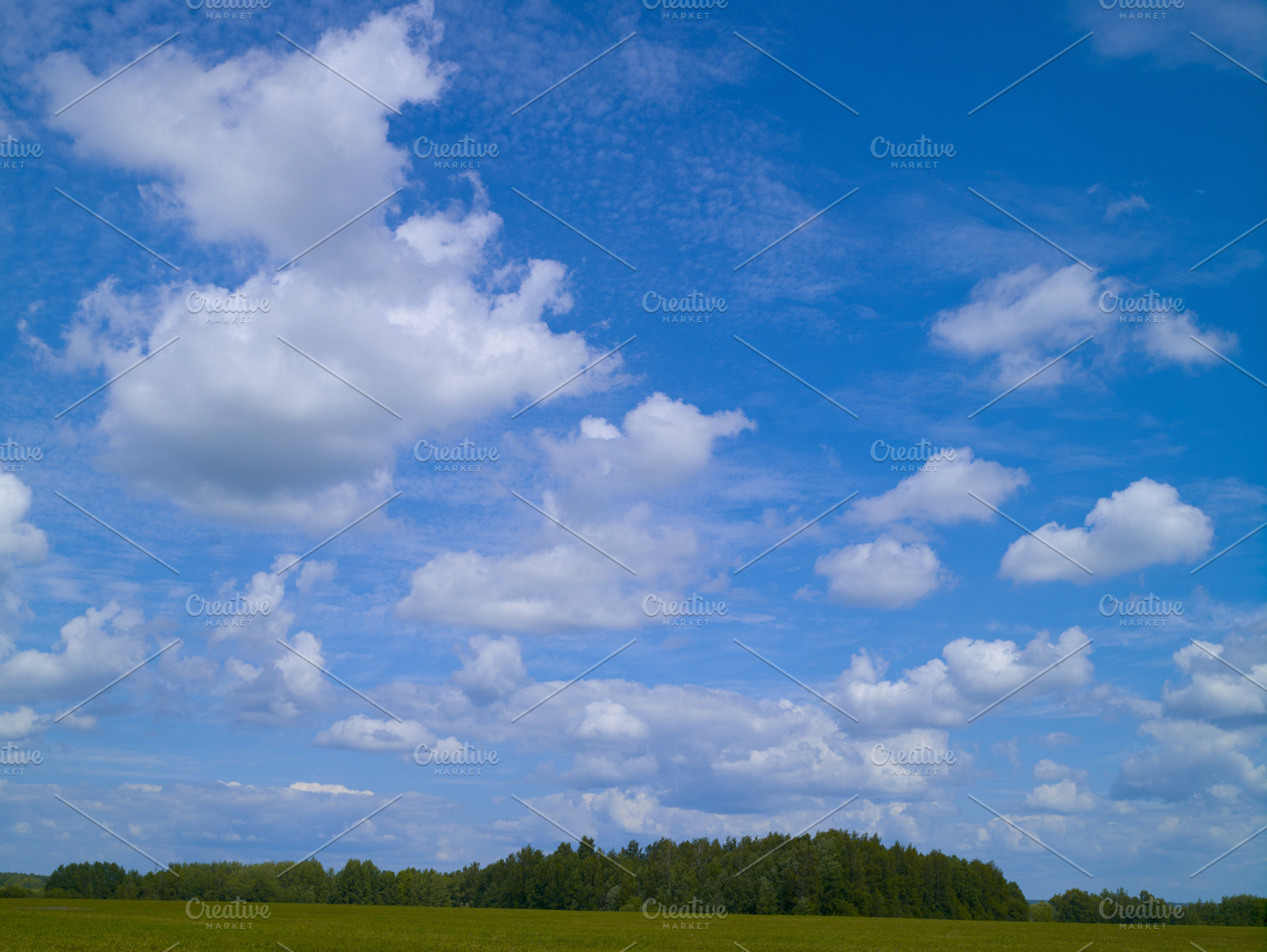 Summer blue sky with white light clo featuring cloud, blue, and white, an Abstract Photo by oleghz
