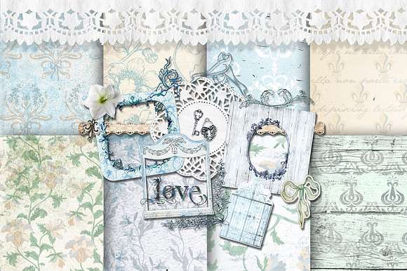 Romantic Lily Flower Shabby Pack