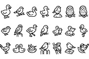 Cute Bird Outline Clipart Set, an Illustration by designvectx (Thumbnail 2 of 3)