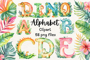 Adorable Dinosaur Alphabet Clipart, an Illustration by PassionPNGcreation
