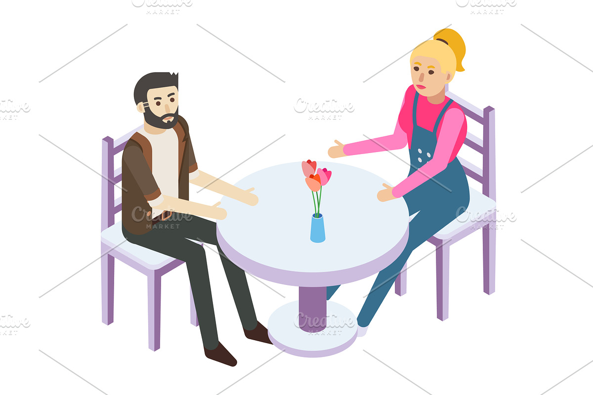 Romantic dinner vector woman man in, a Person Illustration by SiberianArt