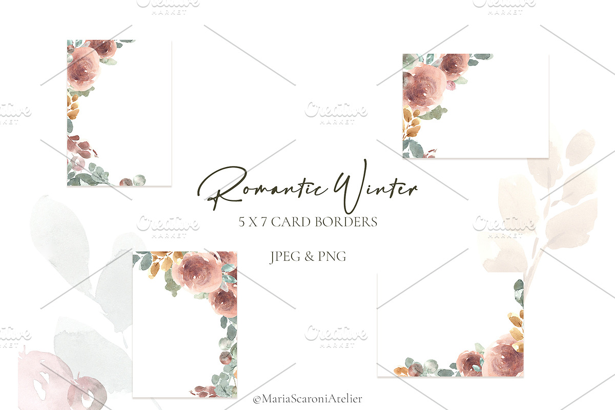 Romantic Winter - Watercolor Flowers, an Illustration by MariaScaroniAtelier (Photo 5 of 8)