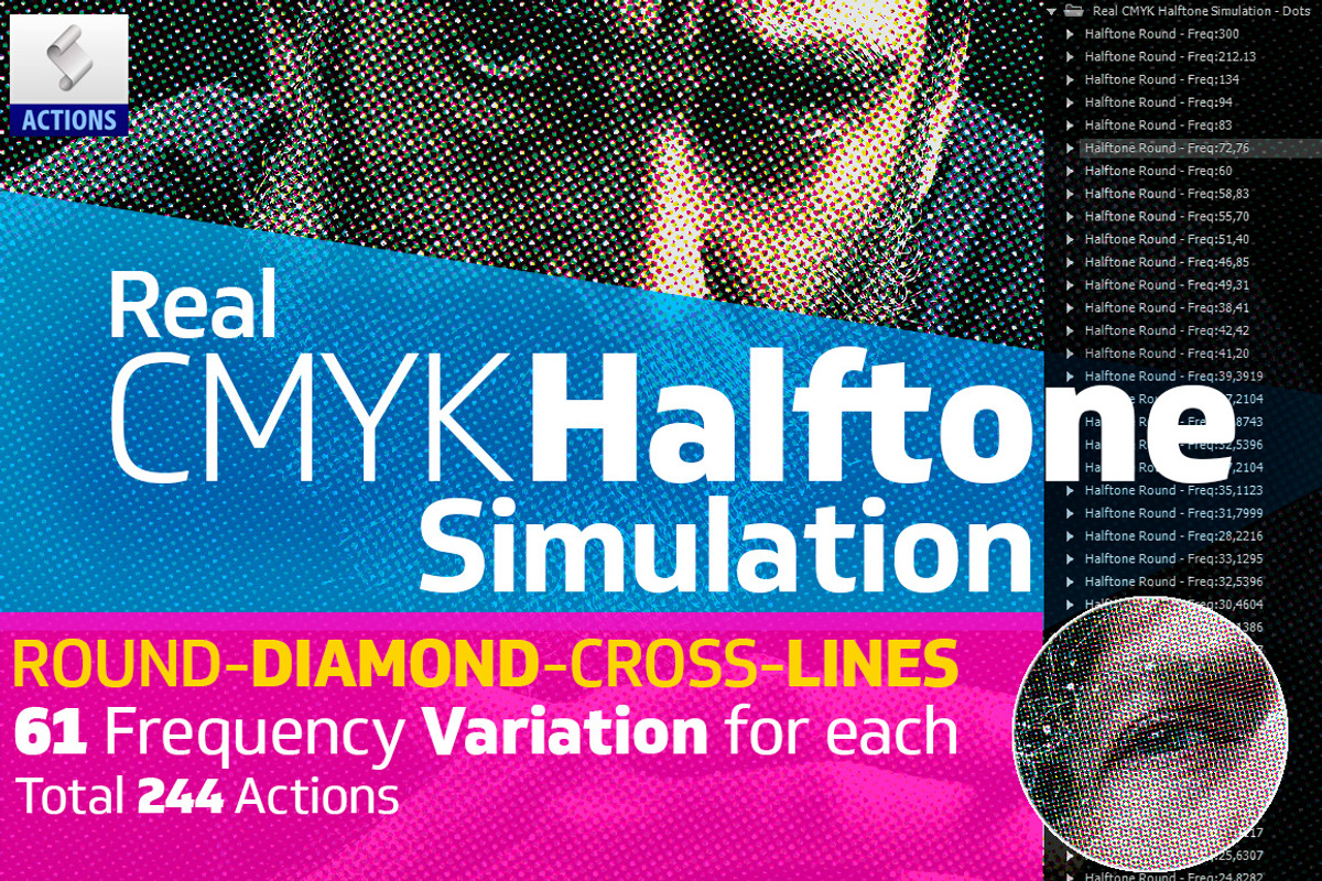 Real CMYK Halftone Simulator Actions, an Action Add-On by Creative Graphics (Photo 1 of 5)