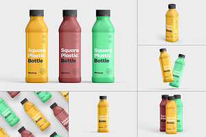 Square Plastic Bottle Mock-up