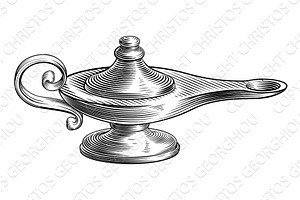 Oil Magic Antique Lamp Concept, an Object Illustration by Christos Georghiou