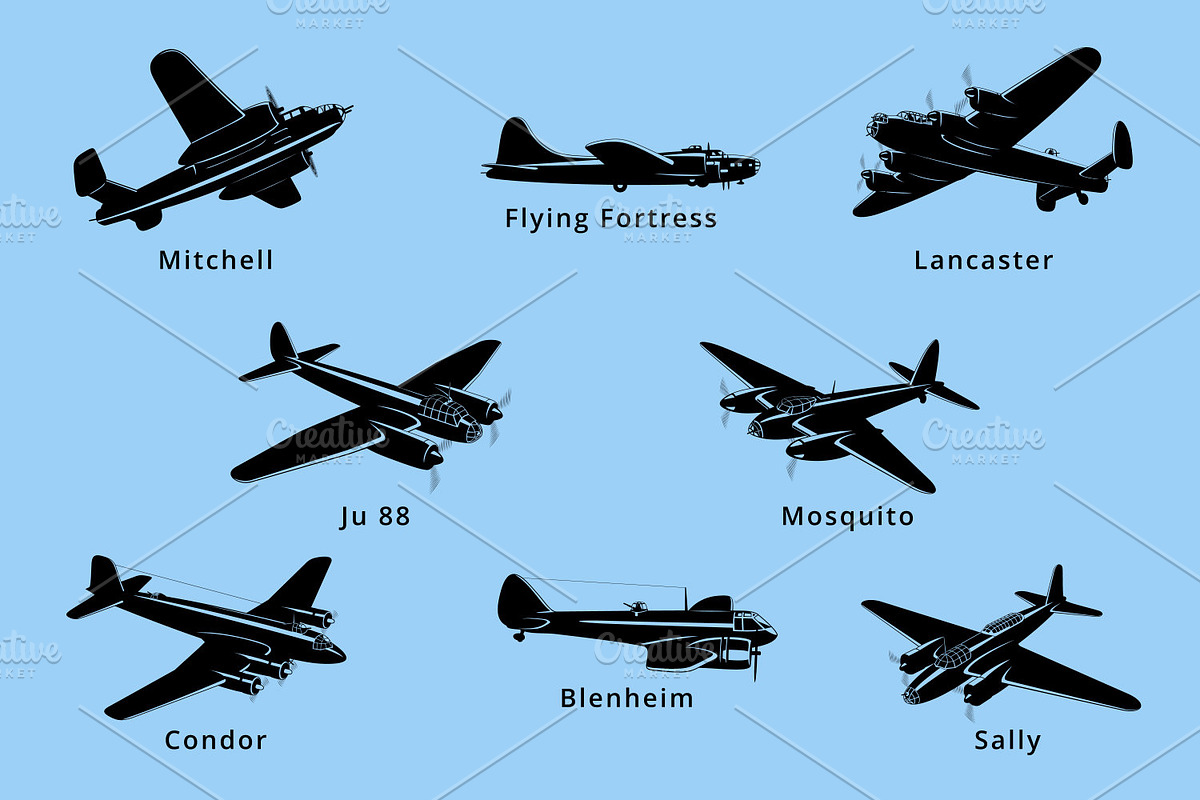WWII Bombers Silhouettes, a Technology Illustration by Yurals Art (Photo 2 of 5)