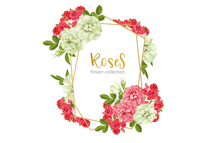 Wedding invitation with wild rose flowers