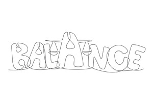 Balance One line drawing on white, an Object Graphic by IhorZigor