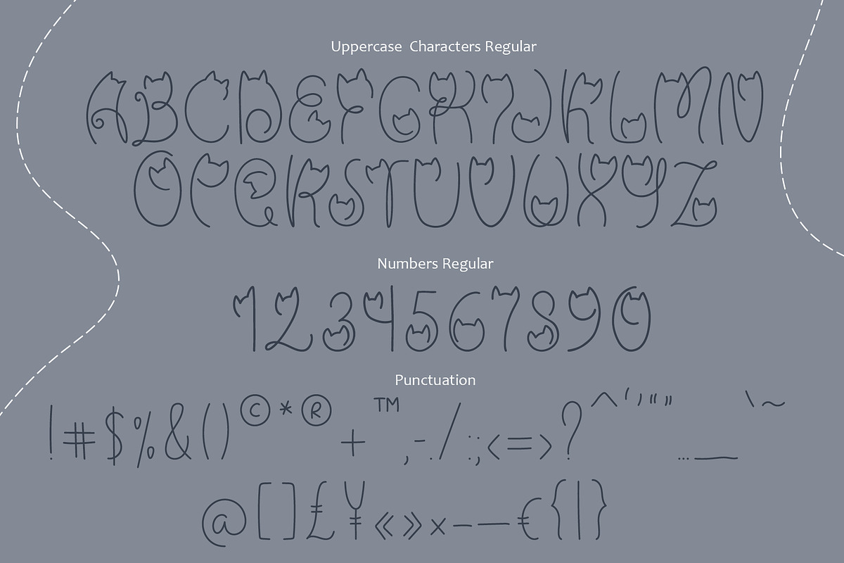Cute Cat Hand Drawn Display Font, a Handwritten Font by Happy Letters (Photo 4 of 8)