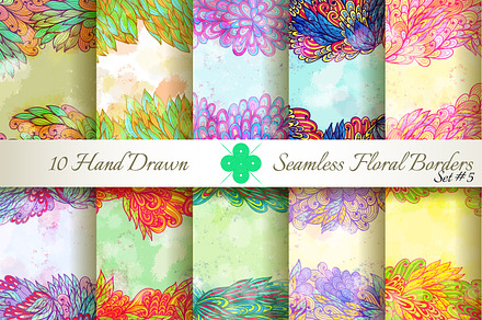 10 Floral Seamless Borders. Set#5