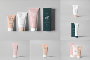 Cosmetic Tube and Box Mock-up, a Packaging Mockup by DesignRushMarket