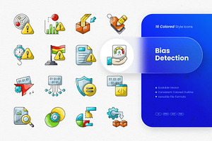 Bias Detection Colored Icons, an Outline Icon by cidcud_graphic