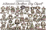 Whimsical Christmas Dog Clipart, a Seasonal Illustration by designcity5 (Thumbnail 1 of 5)