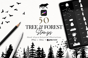 50 Tree Forest Procreate PNG SVG, a Brush Add-On by LaurenceVArtiste (Thumbnail 1 of 7)