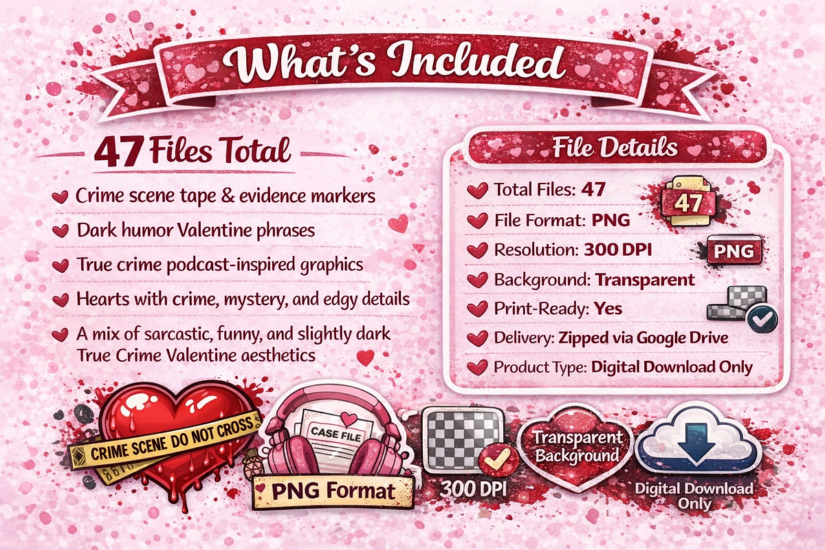 True Crime Valentine PNG Bundle, an Object Graphic by MIRoots Design Studio (Photo 5 of 6)