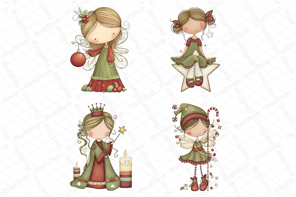 Whimsical Christmas Fairy Clipart, an Illustration by DreamPrint404 (Photo 6 of 6)