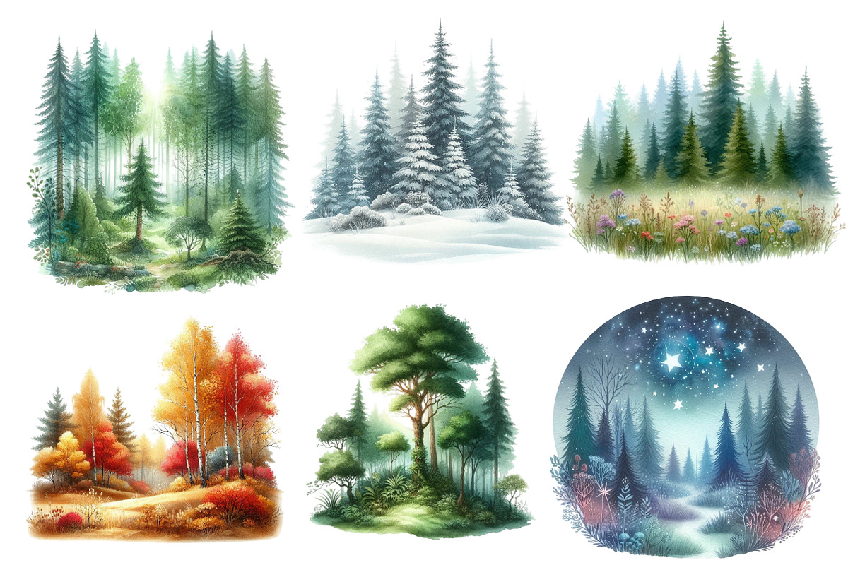 Forest Landscapes PNG Clipart, an Illustration by Designworld (Photo 2 of 6)