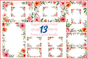 Elegant Floral Corner Frame Clipart, an Illustration by BIPLOB EXPERT