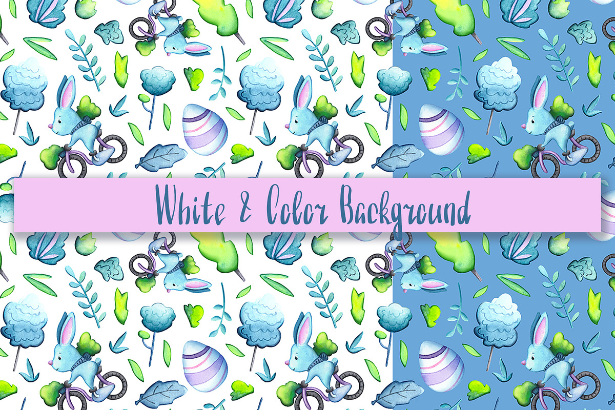 Watercolor Easter Seamless Patterns, a Pattern Graphic by RabbitAndPencil (Photo 4 of 6)