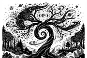 50 Mystical Galaxy Forest Silhouette, a Technology Illustration by Amazin_art (Thumbnail 16 of 33)