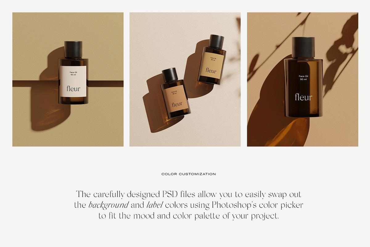 Fleur: Cosmetic Bottle Mockups, a Packaging Mockup by October November (Photo 8 of 9)