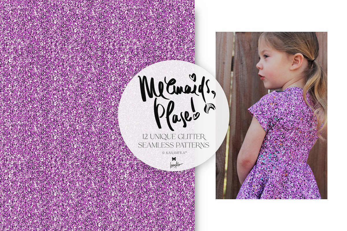 Mermaid Glitter Seamless Patterns, a Texture Graphic by KaramfilaS (Photo 5 of 15)