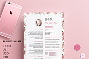Vintage Floral V2 CV / Resume / M, a Resume Template by Showy68 Template (Thumbnail 2 of 3)