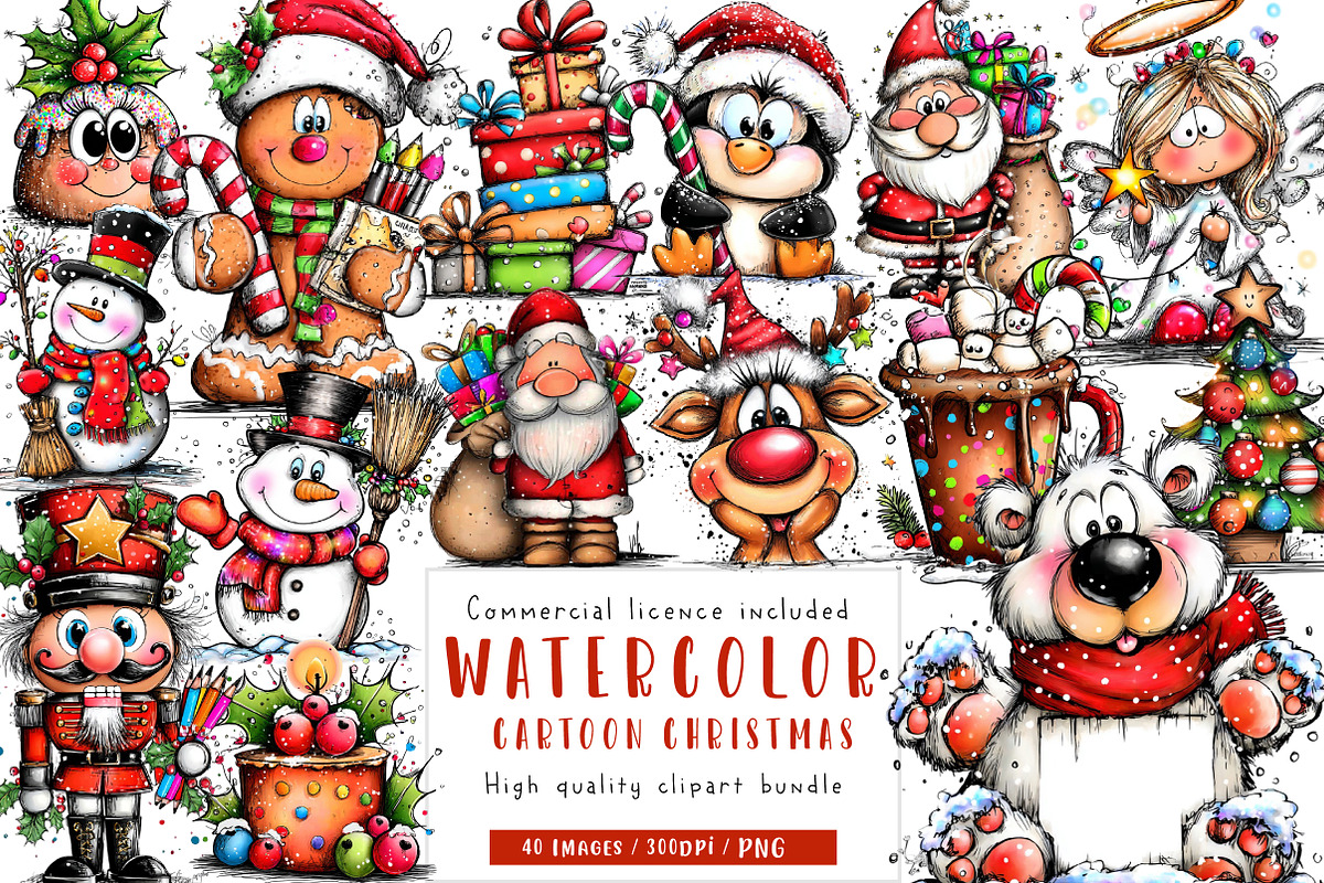 Cartoon-style Christmas Clipart, an Illustration by CreationArt (Photo 1 of 6)