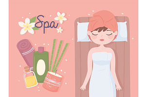 woman in a spa treatment, a Person Illustration by studiogstock