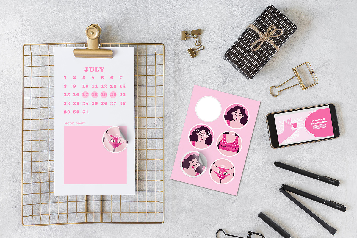 PERIOD: stickers, cliparts, patterns, a Healthcare Illustration by Elliko shop (Photo 5 of 9)